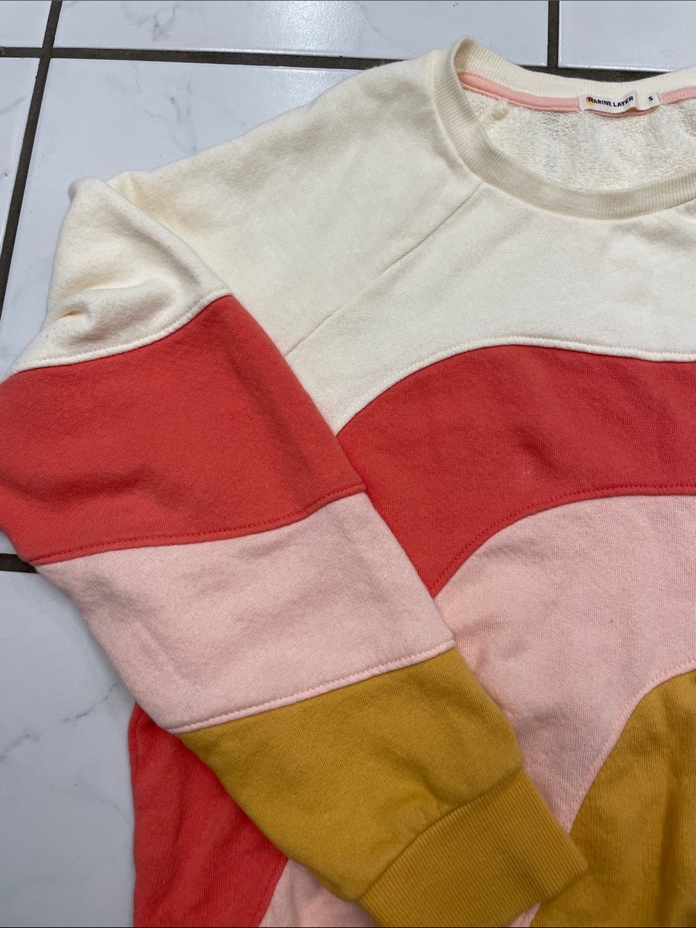 Marine Layer Women’s Cloud 9 Terry Colorblock Cotton Crewneck Sweatshirt Size Sm - Picture 6 of 17
